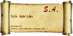 Sik Adrián névjegykártya